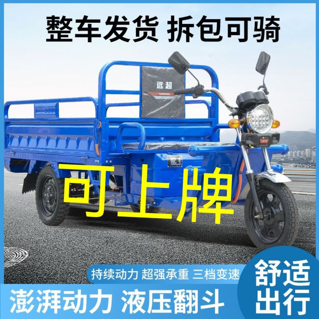 电动三轮车爬坡快递车拉货农用老人代步车油电两用摆摊电瓶三轮车
