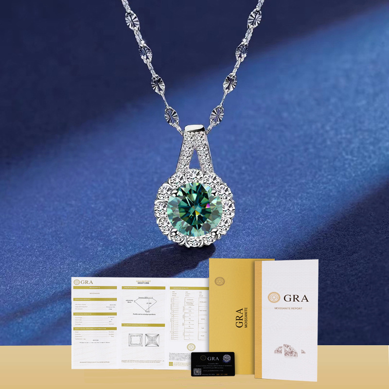 S925純銀1カラット太陽花ネックレス女ins水滴気質莫桑石ペンダントデザイン感シンプルなアクセサリー|undefined