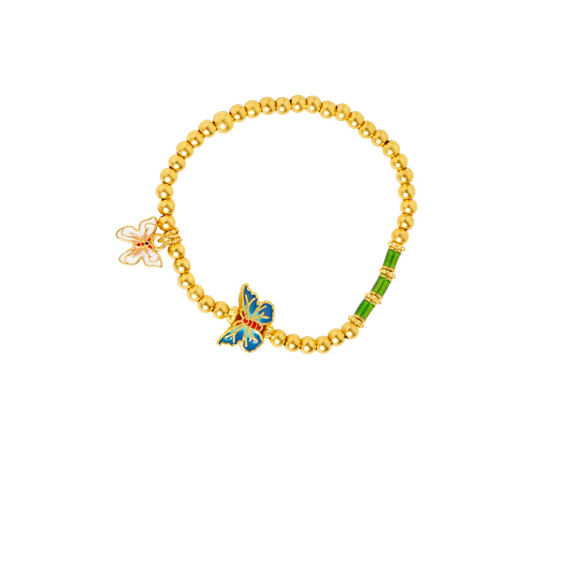 Brazalete de mariposa de esmalte de oro de arena vietnamita no se desvanece durante mucho tiempo. nuevo estilo chino retro nicho sensación de diseño de joyería de cuentas