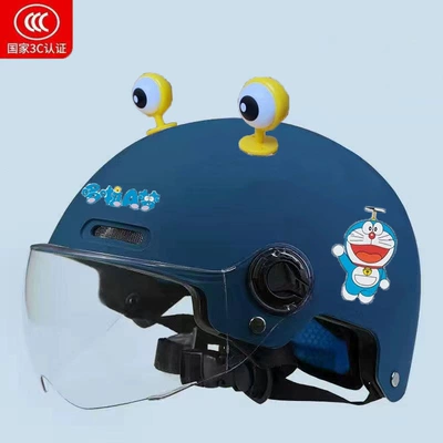 summer, lightweight and adjustable, and safe for use: Motosiklet kaskı (dəbilqə) - 3c-childrens-diy-navy-blue-with-yellow-eyes-transparent-one-size-fits-all