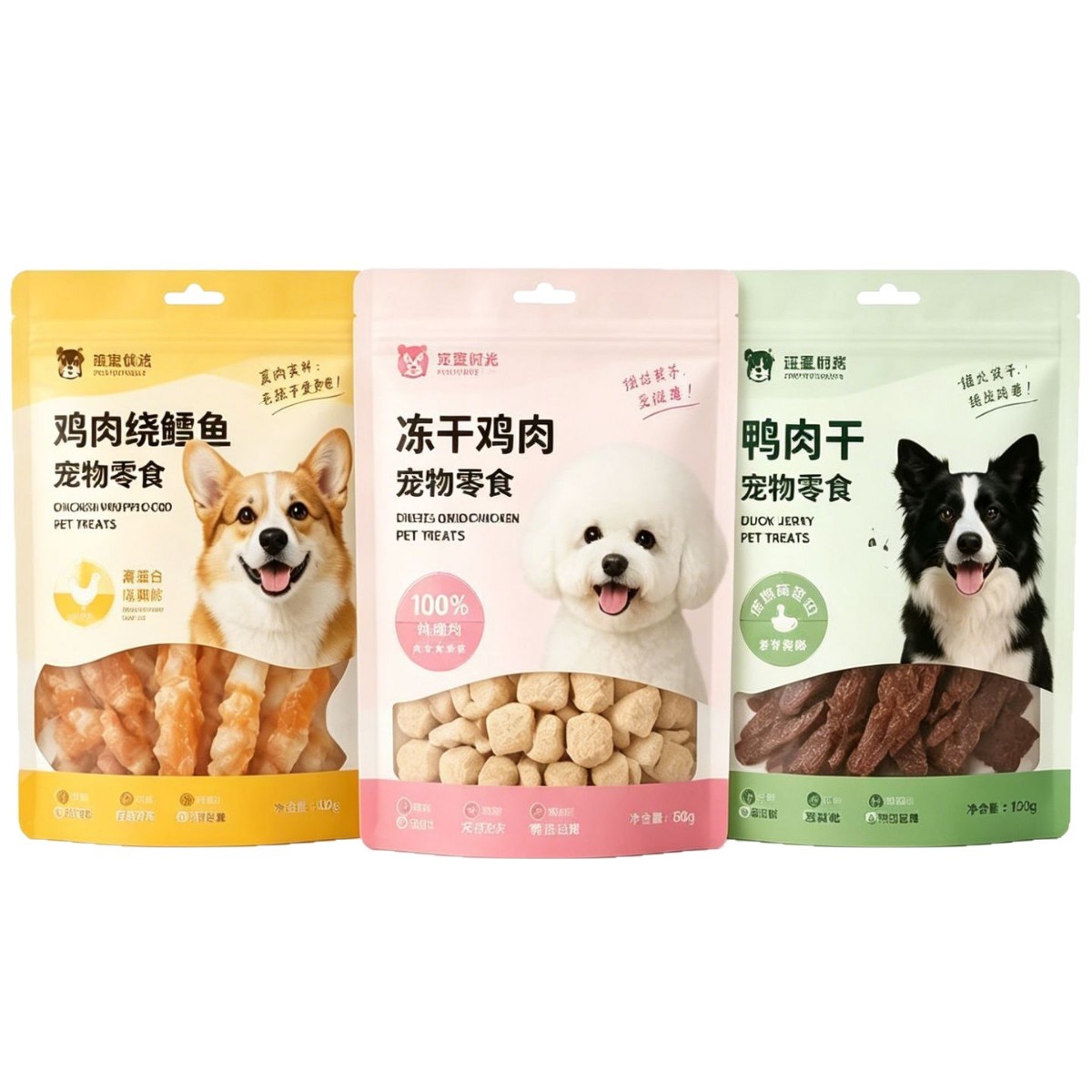 Customized Pet Snack Packaging Bags, Freeze-Dried Food Bags, Moisture-Proof and Anti-Oxidation Aluminum Foil Stand-Up Bags, Factory Fast Delivery