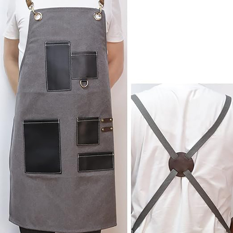 Delantal de lona gruesa de Amazon transfronterizo, peluquería con cordones cruzados, estilista, ropa de trabajo de peluquería, herramientas, delantal al por mayor