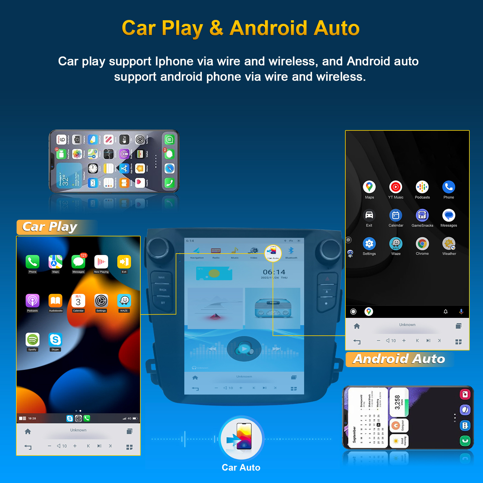 10.4 inch Vertical Screen Car Navigation Wireless Carplay Android