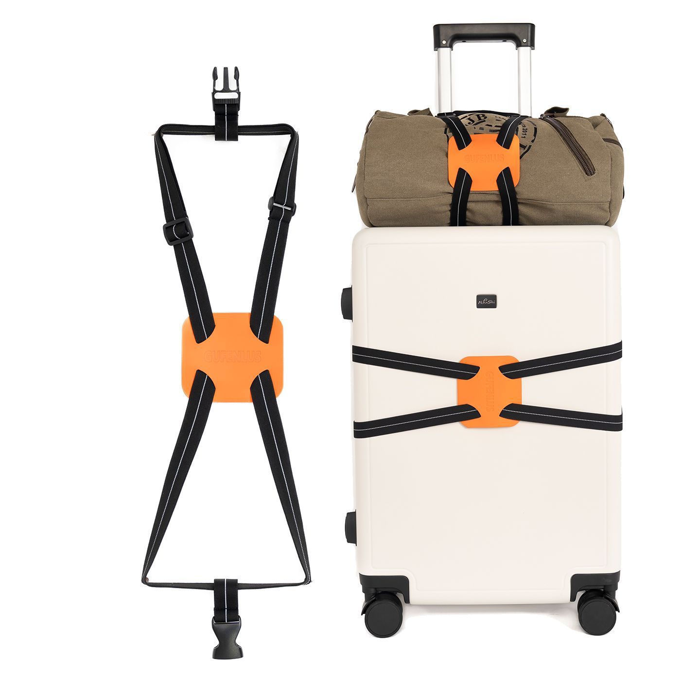 Luggage strap, suitcase tie-down strap, cross strap for secure travel luggage fastening, travel reinforcement elastic cord