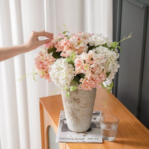 Manufacturer wedding hydrangea 14 colors INS artificial flowers home decoration hand-held flower road lead flower wall artificial flower MW52666