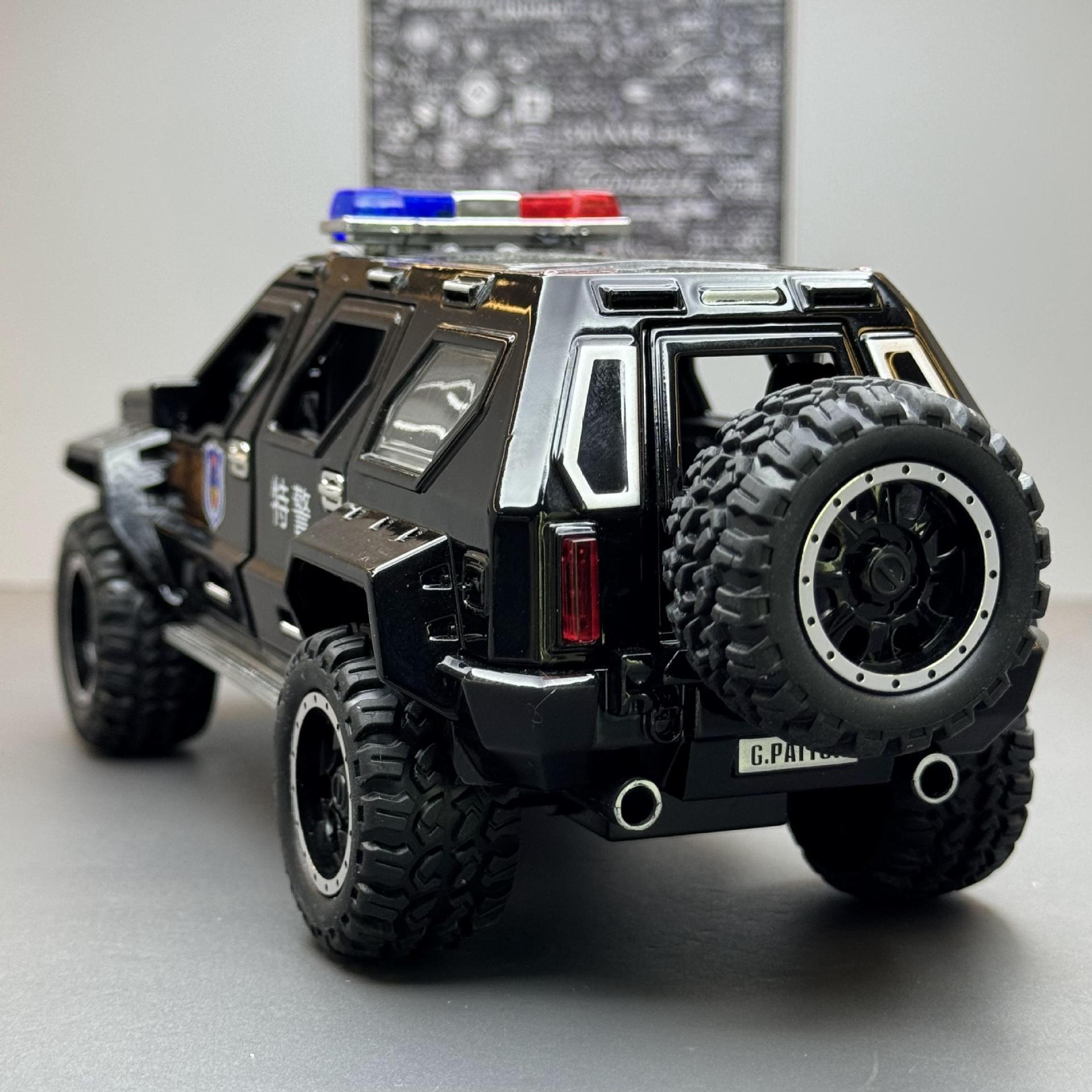 Modelo de coche de aleación de simulación de coches 1:24 George Barton Tire hacia atrás coche de policía con sonido y luz modelo de coche de juguete colección de decoración