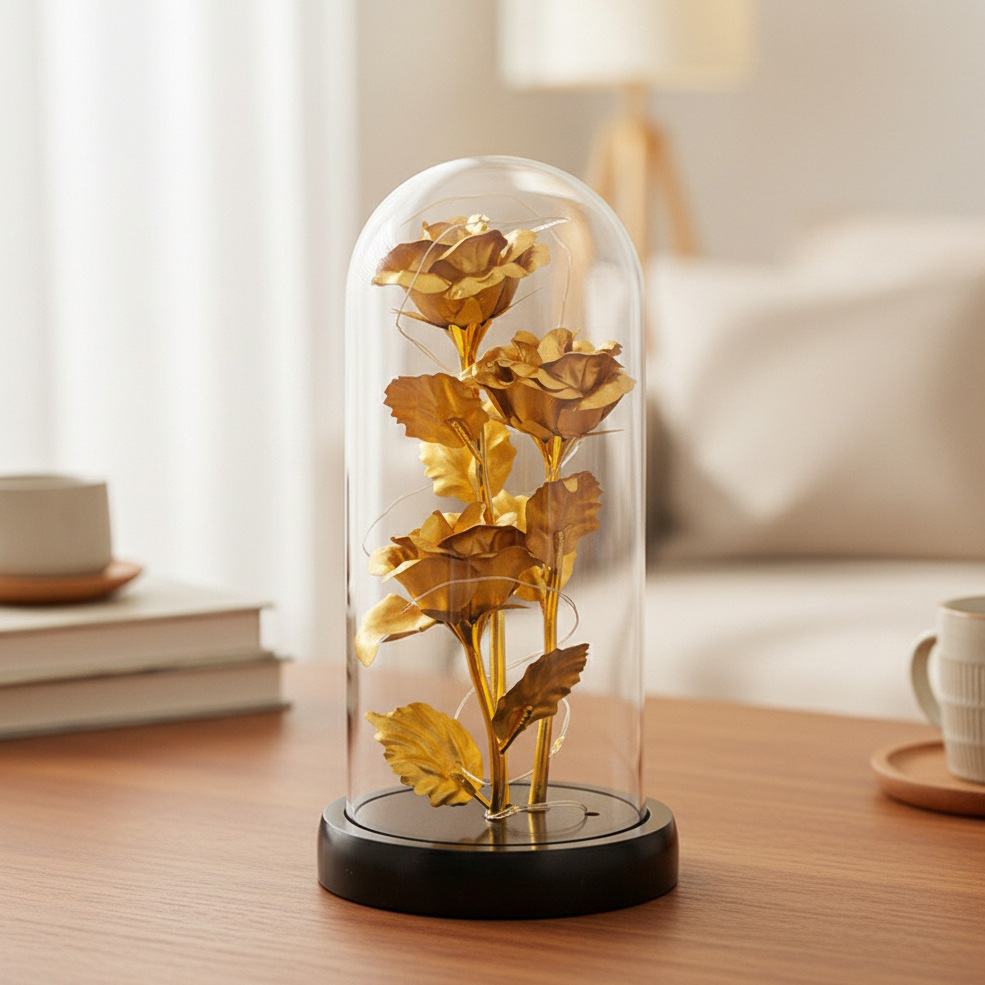 3 flores doradas de flores eternas regalos del Día de la Madre Qiuxi decorativos de mesa ramo de flores regalos del Día de San Valentín transfronterizos