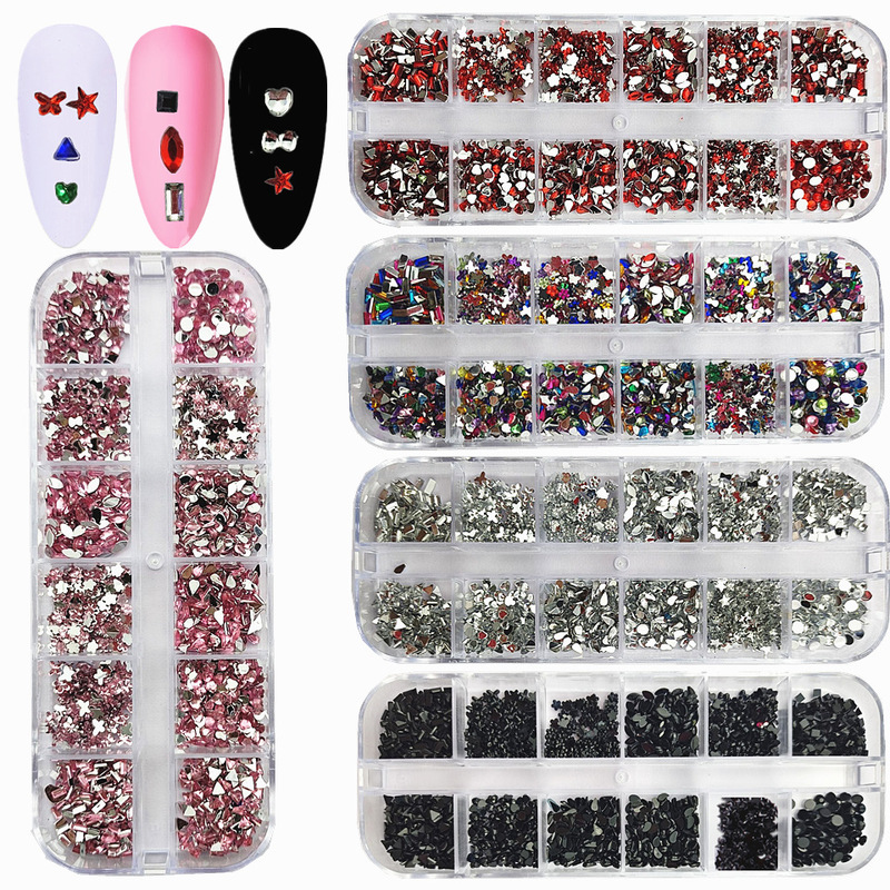 Nail art jewelry 12 special-shaped acrylic rhinestone love water drop bow and other shapes mixed flat drill Nail art jewelry 12 special-shaped acrylic rhinestone love water drop bow and other shapes mixed flat drill