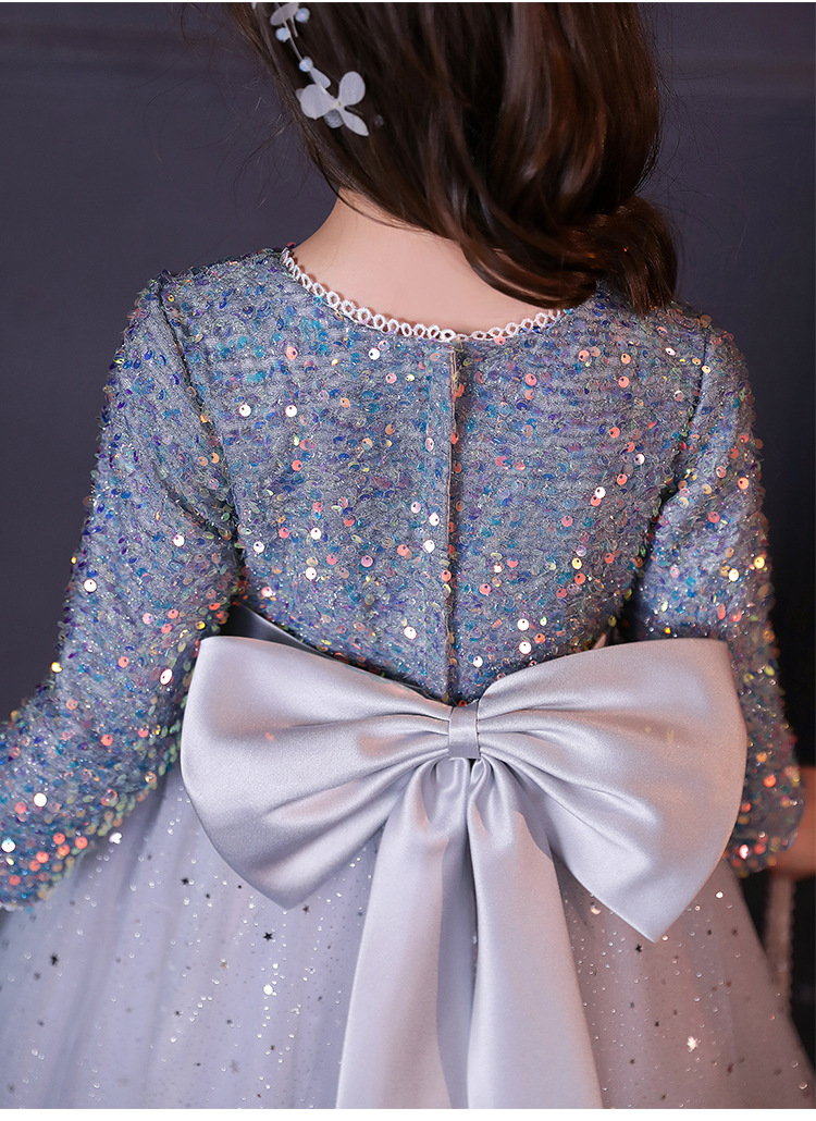 Mädchenkleid Langarm Blumenkind Prinzessin Kleid Kinder Host Klavierkleid High-End-Geburtstagsabendkleid Frühling Sommer – Detail 14