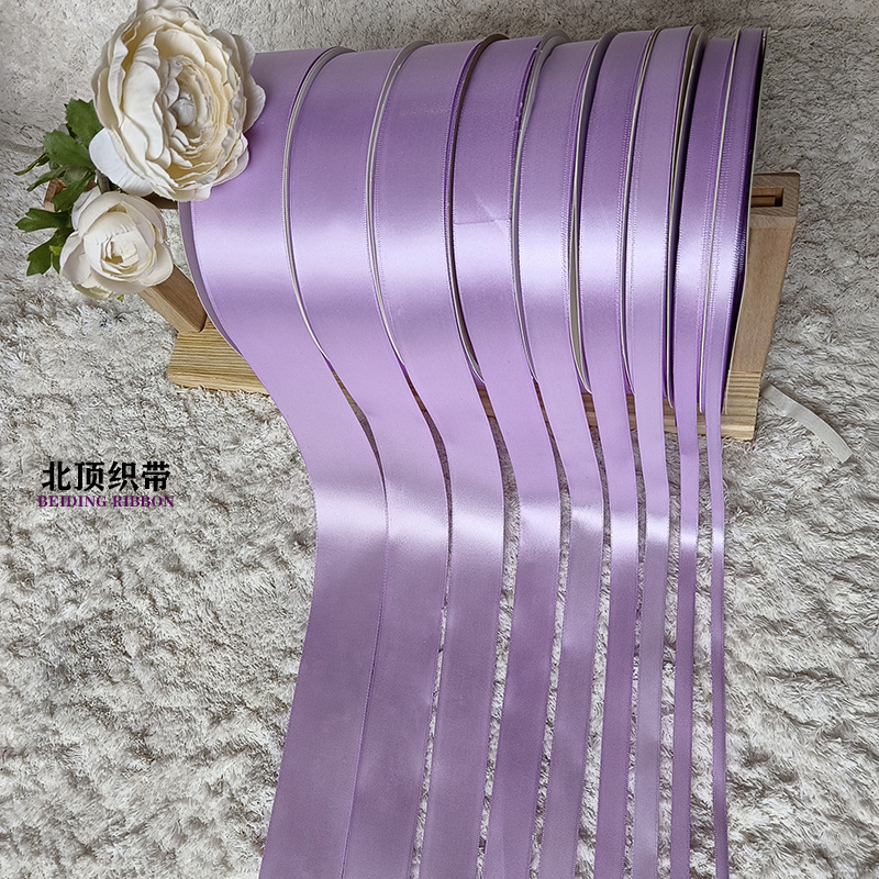 Cinta de embalaje al por mayor cinta de poliéster de alta densidad púrpura pastel de flores cinta de regalo cinta de lazo cinta