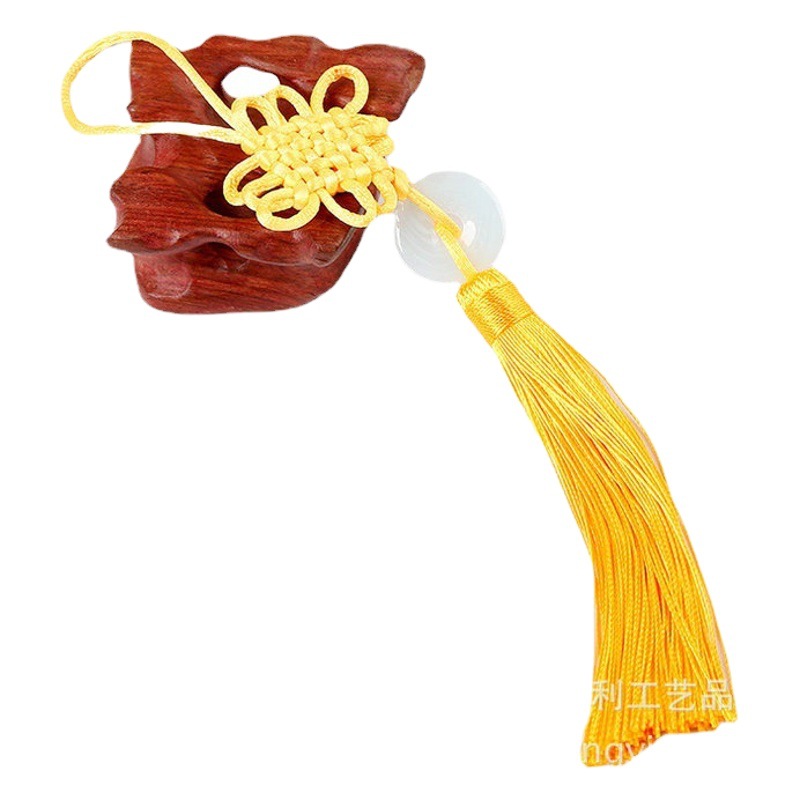 Factory direct small Chinese knot pendant 25cm * 5CM red jade with golden yellow jade small Chinese knot