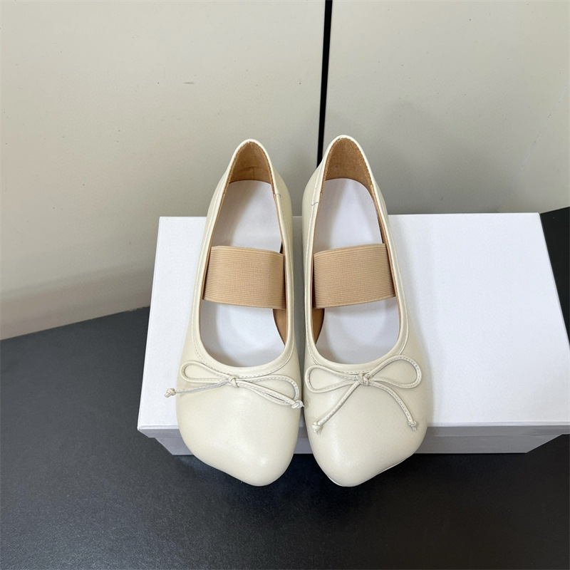 高定版M6马吉拉苹果头牛皮面芭蕾舞单鞋女松紧织带平底玛丽珍单鞋|undefined