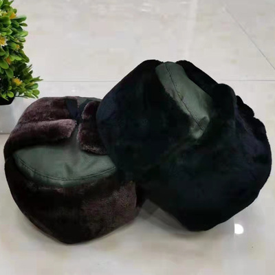 栽绒帽橄榄绿雷锋帽冬季老人防寒帽棉帽子批发中老年火车头棉帽子