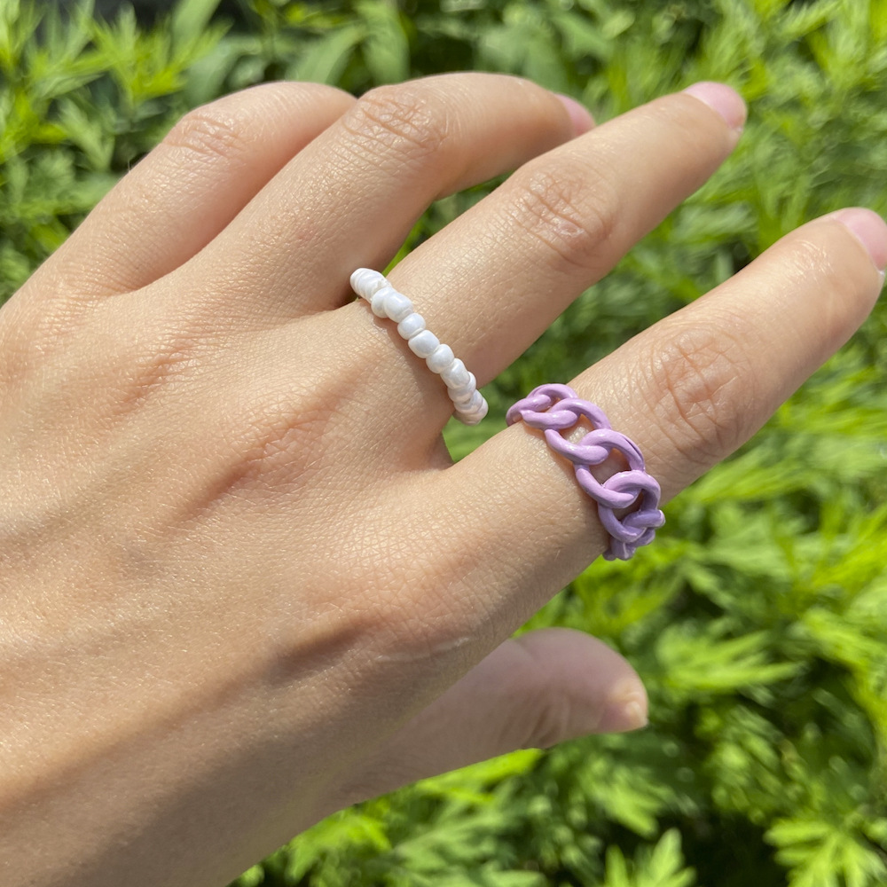 wholesale jewelry color rice bead alloy ring set Nihaojewelry