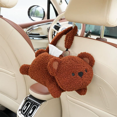 Car tissue box/set Car Armrest Box Paper Box - tissue-box-hanging-type-brown-horizontal-bear-horizontal-style