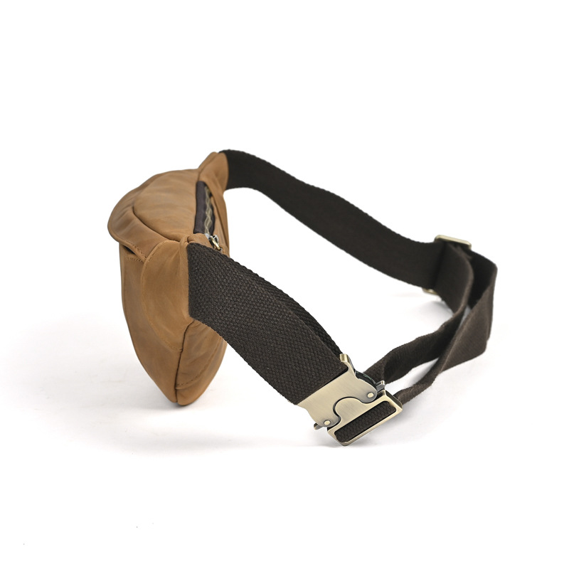 Bolso de la cintura de cuero de Caballo Loco de los hombres retro hecho a mano primera capa de piel de vaca bolsa de mensajero de cuero genuino al aire libre coreano deportes de equitación bolso de los hombres