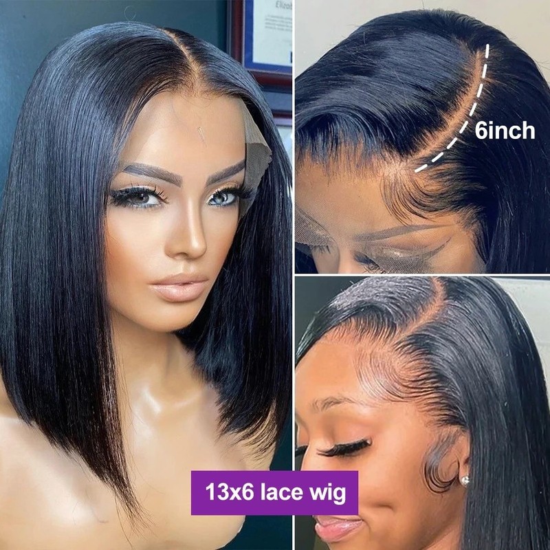 12A Vietnam Bone Straight Bob Human Hair Wigs 前蕾丝假发套|undefined