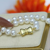 Cute necklace with bow from pearl, beaded bracelet handmade, lock, silver 925 sample
