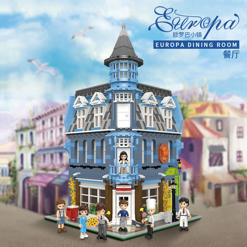 Star Fort 01007-10 Europa Town, уличные городские декоративные блоки, собранная модель из мелких гранул, взрослая строительная модель в европейском стиле