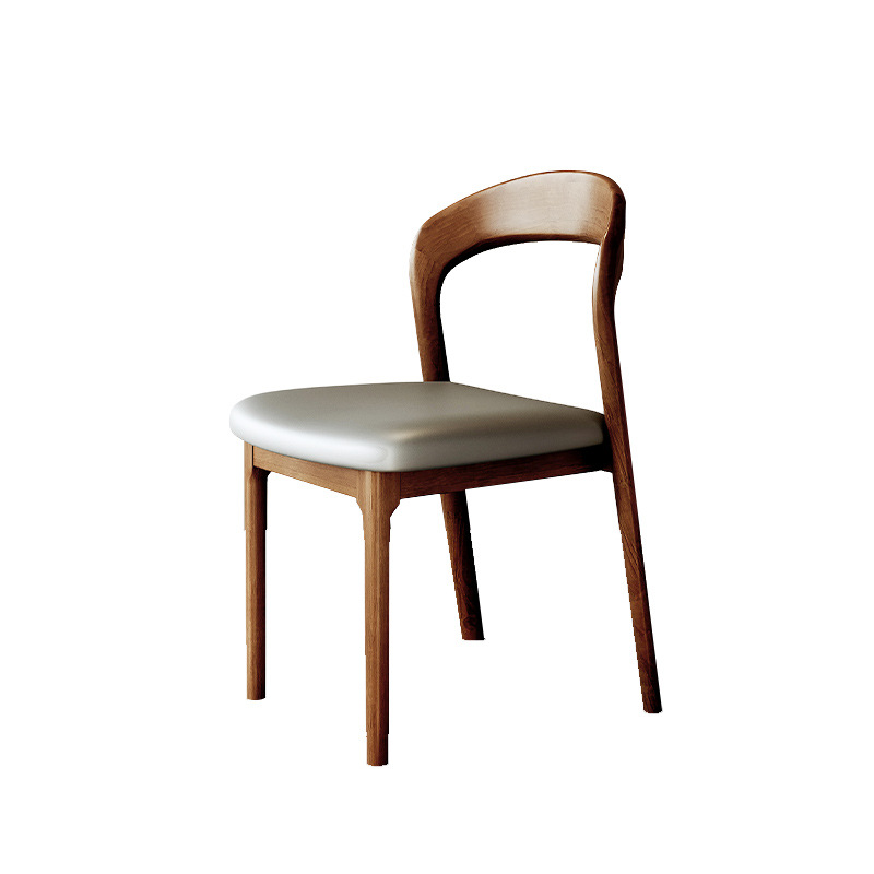 Silla de comedor medieval, silla de madera maciza, color nogal negro, silla de respaldo minimalista, silla de comedor para el hogar de alta gama, silla de ocio