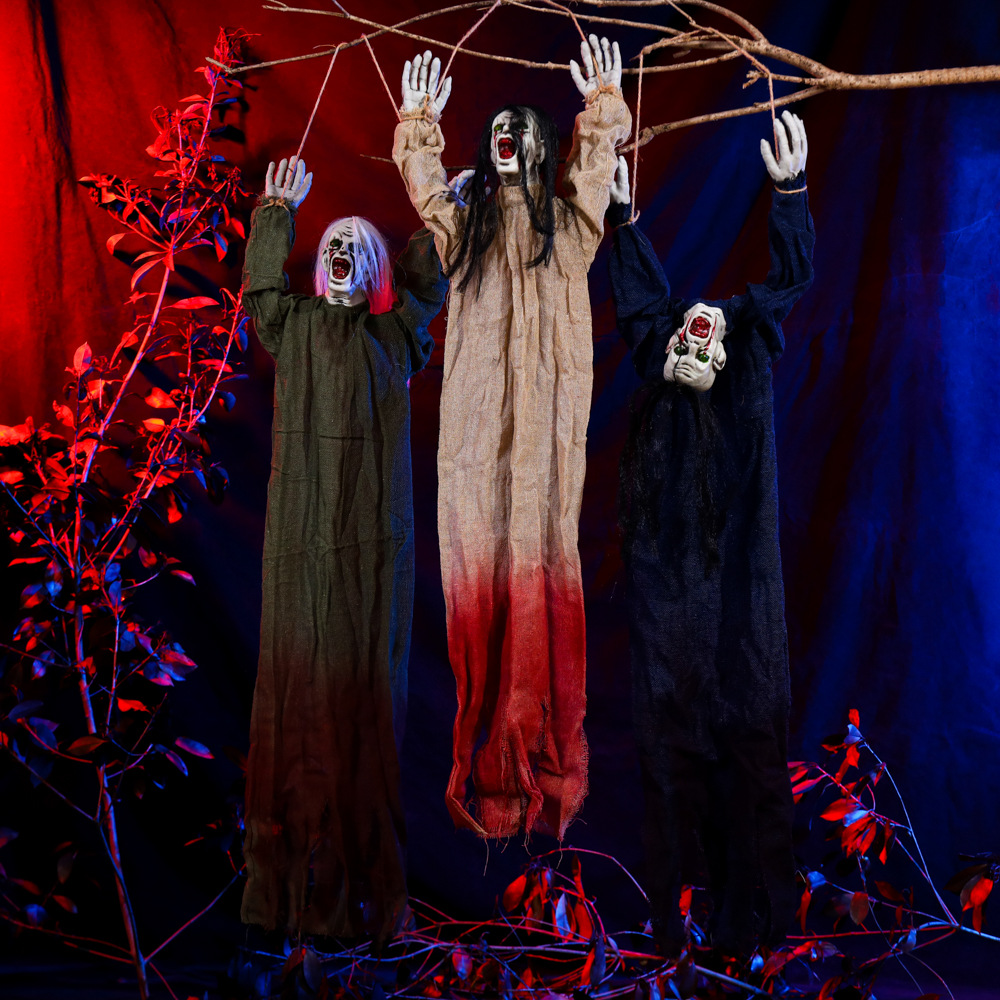 Transfronterizo nuevo colgante de Halloween fantasma cráneo gasa colgante Cámara fantasma casa embrujada Decoración Accesorios horror cráneo