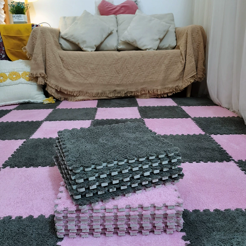 Fleece Carpet Mat, 30×30 cm, Thick Plush Interlocking Tile, Multiple Colors