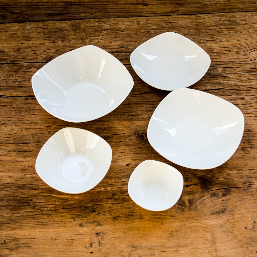 Tazón cuadrado de cerámica Lu Cang LZ, tazón para sopa, tazón para ensalada, tazón para servir frutas, tazón para fideos, material de porcelana blanca, seguro.