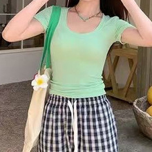 短袖百搭修身女T恤早春新衣穿搭出片衣服漂亮小衫