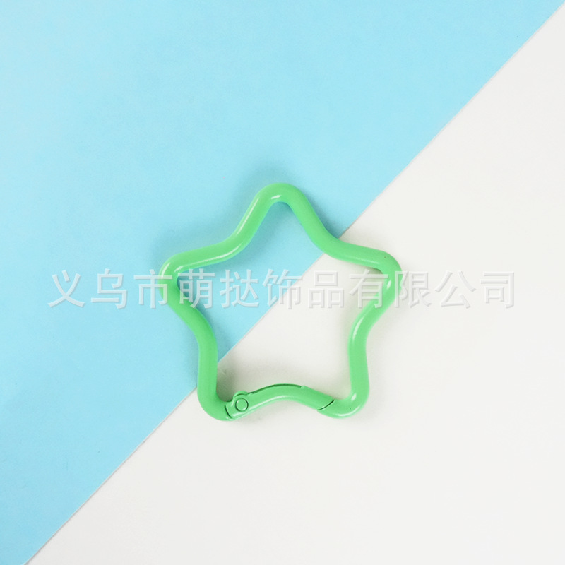 马卡龙彩色烤漆合金五角星钥匙扣糖果色背包外挂挂钩diy饰品配件|undefined