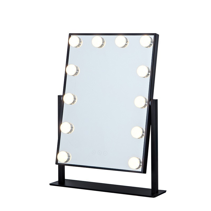 Espejo de escritorio Lámpara led de escritorio Tres colores ajustable con luz de relleno de bombilla 12 luz espejo de maquillaje espejo de maquillaje de belleza táctil