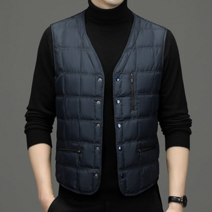 Dad's Middle-aged Men's Inner Down Vest Autumn and Winter New Fashion Casual Single-breasted Warm Vest Jacket