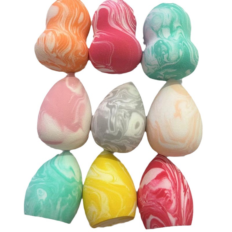 Mango belleza huevo polvo soplo oblicuo corte esponja soplo mojado y seco gota de agua herramienta no látex maquillaje fábrica al por mayor