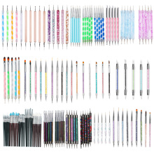 跨境批发双头硅胶笔硅胶美甲笔5支装压痕笔软陶 美甲点钻工具批发