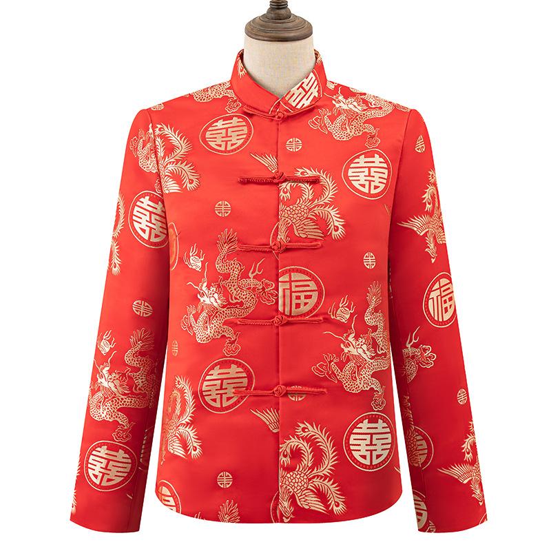 New Chinese-Style Brocade Women's Tang Suit with Stand Collar and Traditional Buttons, Festive Top for Wedding Banquets, Mother's Wear, New Year's Greeting Outfit, Direct Sales from the Manufacturer