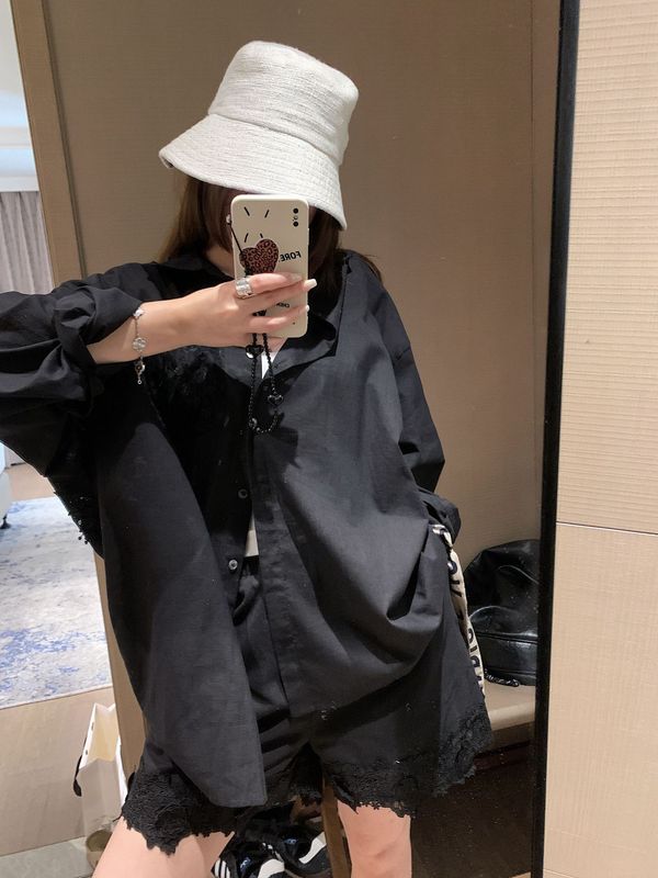 模造麻竹綿重工業中空レーススーツ女性ルーズ長袖刺繍シャツ|undefined