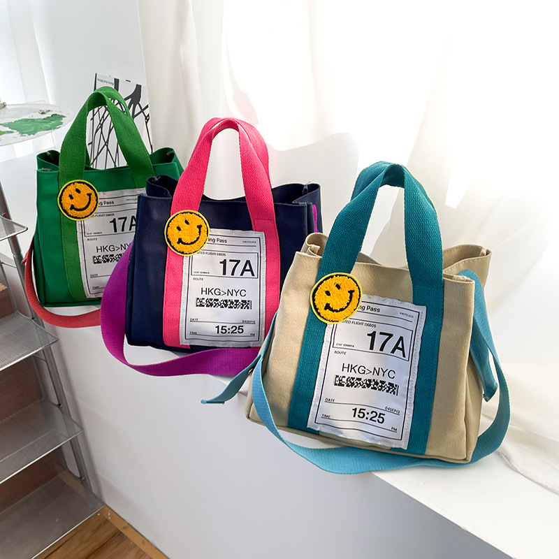 South Korea's Dongdaemun New Cute Canvas One-Shoulder Diagonal Portable Casual Candy Color Canvas Women's Bag Mummy Bag