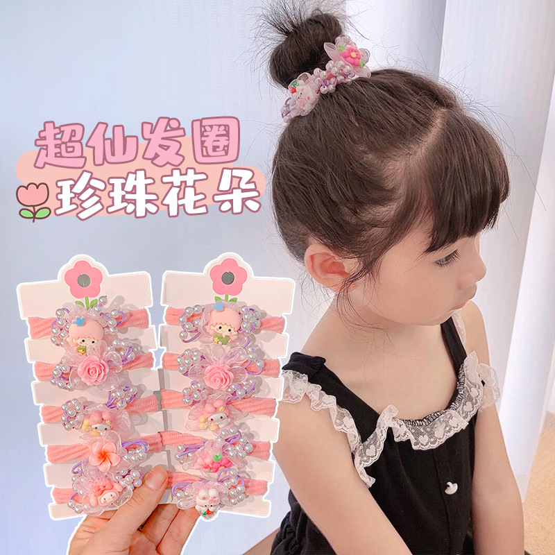 2024 nuevos niños tiras de goma no dañan dibujos animados bebés cabello cuerda de cabello para niñas arco anillo de cabello toque