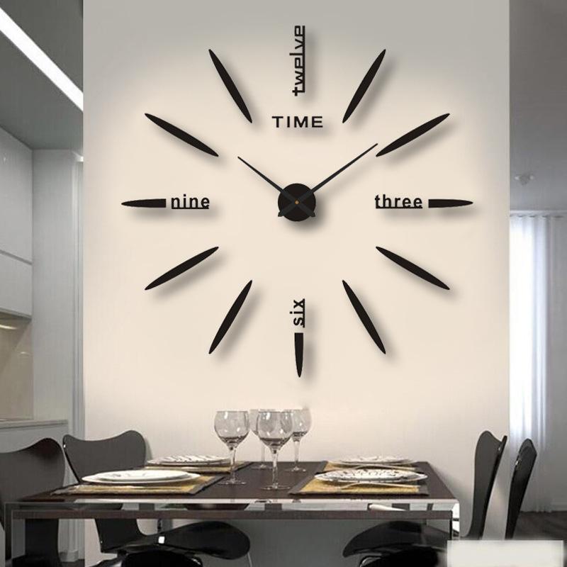 Reloj de pared DIY creativo sin perforación, venta directa de fábrica, reloj de acrílico estereoscópico grande, reloj silencioso simple para dormitorio