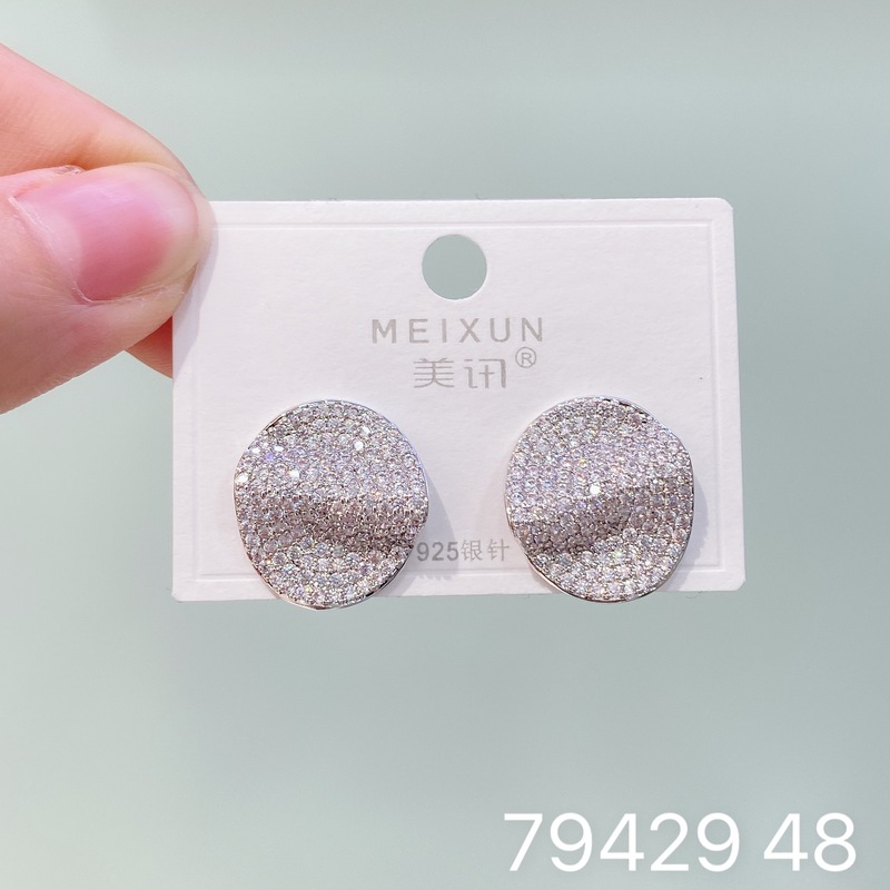 Meixun ジュエリー韓国版の新しいマイクロ象嵌ジルコンイヤリング、ファッショナブル、軽い高級感、ハイエンドの女性用多用途イヤリング|undefined