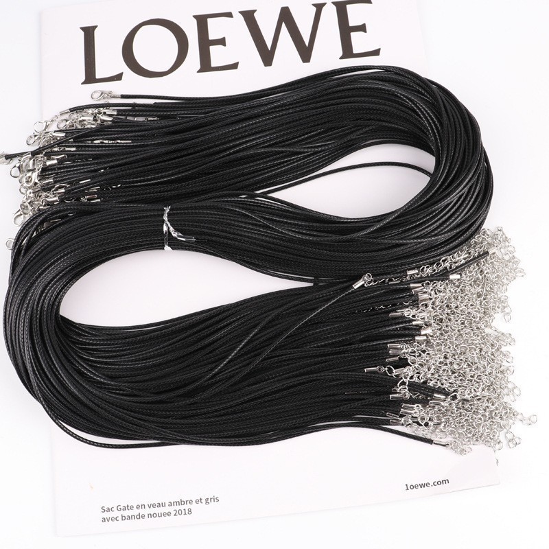 2.0/1.5mm Korean Wax Rope Manufacturer Wholesale Black Korean Wax Thread Necklace Jewelry with Rope Pendant with Chain