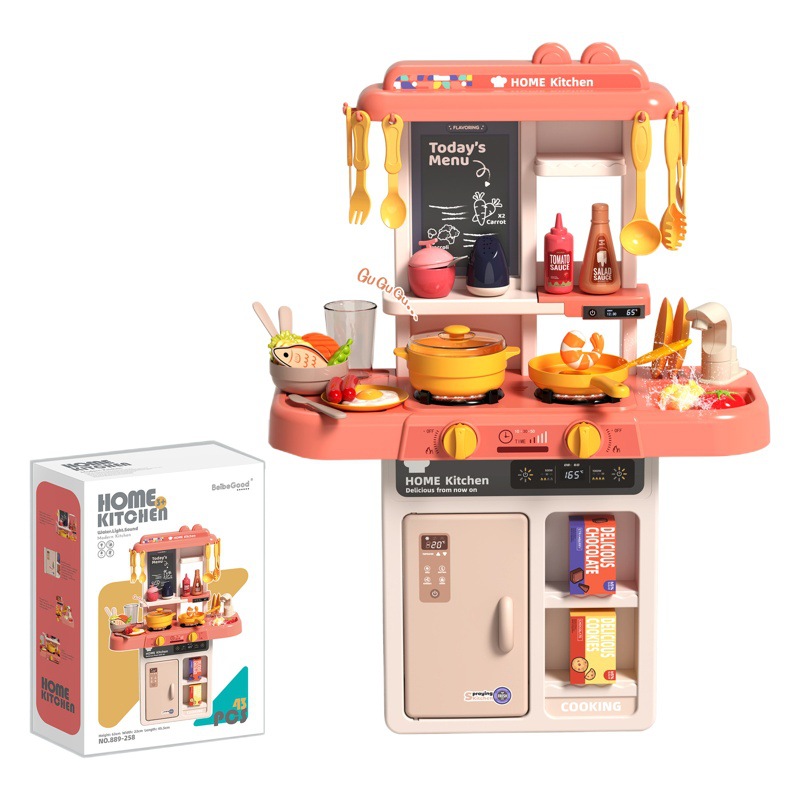 Beibigu Comercio exterior simulación de los niños juguetes de cocina humo agua vajilla juego de mesa casa Juguetes