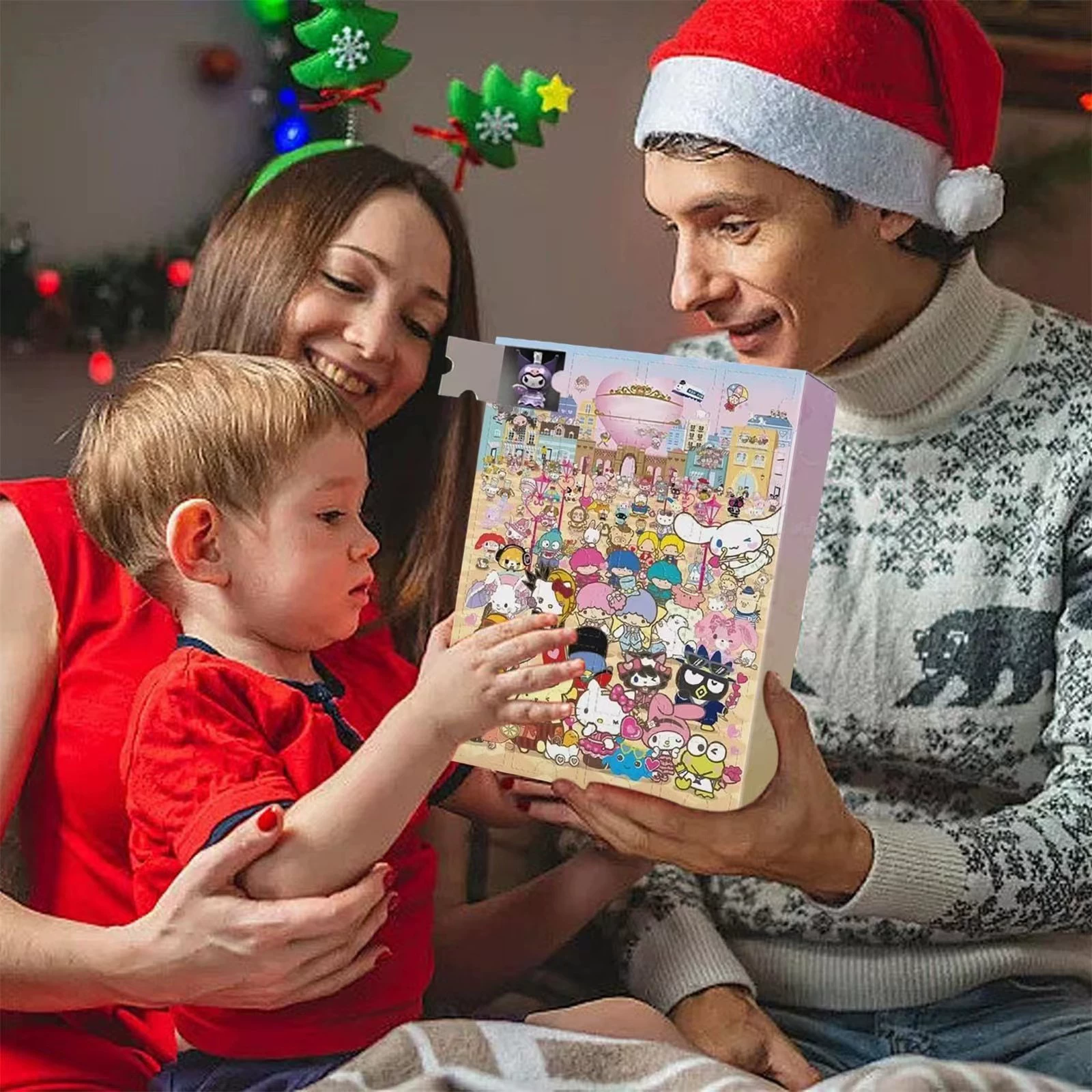 Календарь Advent Countdown Box (Sanrio KT) Рождественский сюрприз, 24 мини-фигуры с сюрпризом, 18×26×3 см