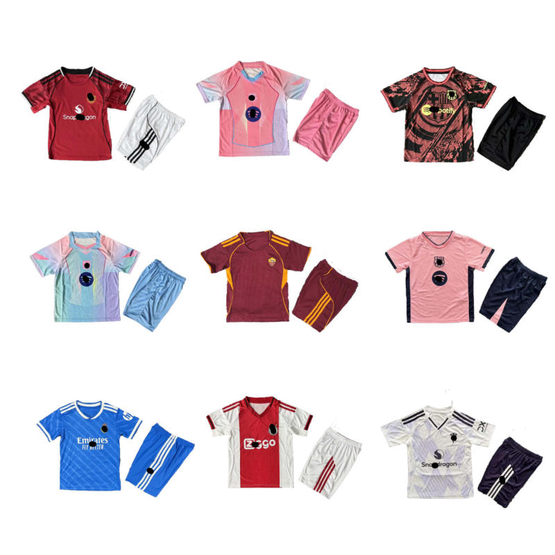 Popular Real Madrid Football Kidsren's Clothing Sportswear Barcelona Kidsren's Suit Football T-Shirt Baby Clothes Can Be Shipped in One Piece