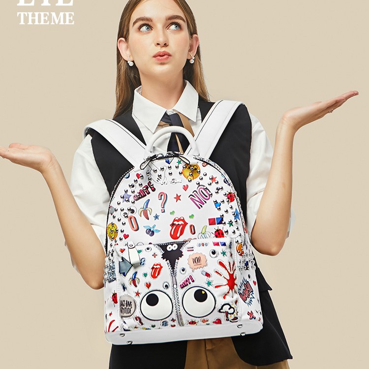 Bolsos para mujer 2024 nuevo bolso escolar estampado para estudiantes universitarios mochila pequeña de viaje de moda de gran capacidad 1745