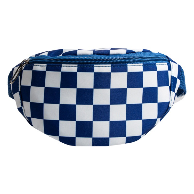 Spring New Boys' Bag Internet Celebrity Fried Street Checkerboard Waist Bag Casual Crossbody Bag Fashionable Brand Coin Purse Bag for Boys and Girls