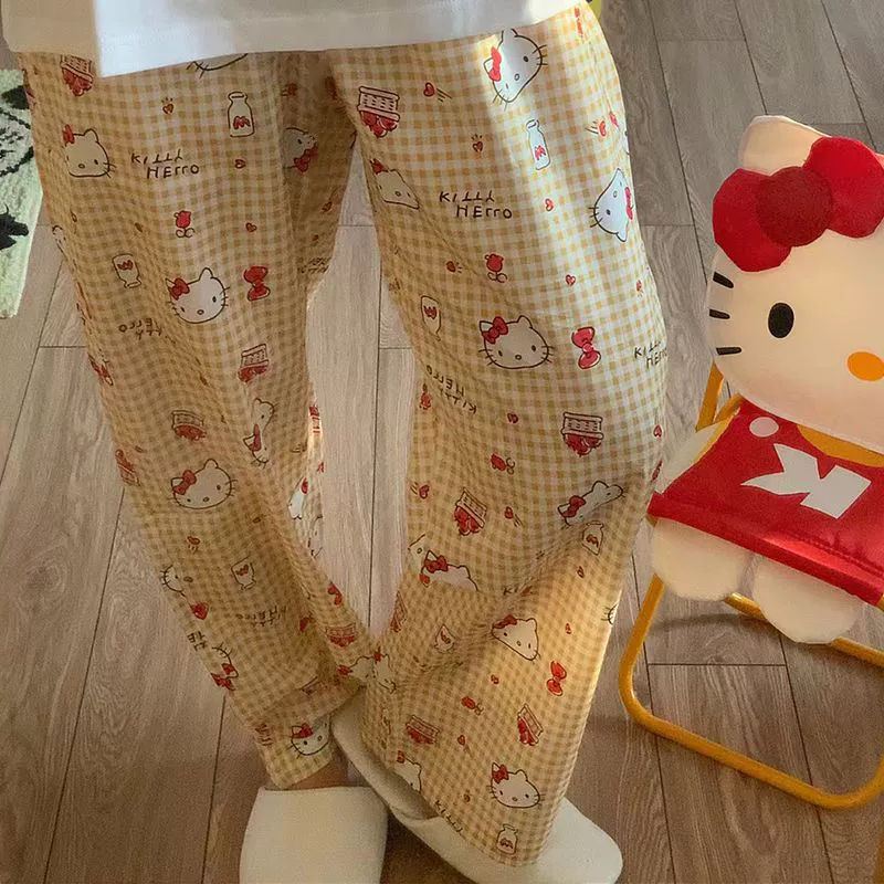 Брюки (Hello Kitty) для девочек, японский мультяшный принт, антимоскитные, осенние