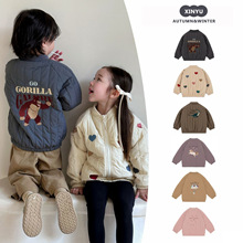 儿童秋季ks夹棉外套2025新款男女童棉衣宝宝可爱休闲棒球服夹克衫