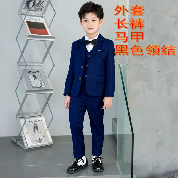 Jacket, trousers, vest, black bow tie