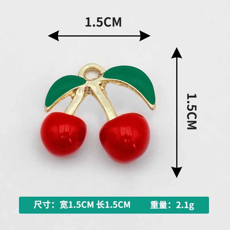 红色樱桃滴油吊坠欧美微镶锆石水果挂坠DIY饰品配件清新项链手链|undefined