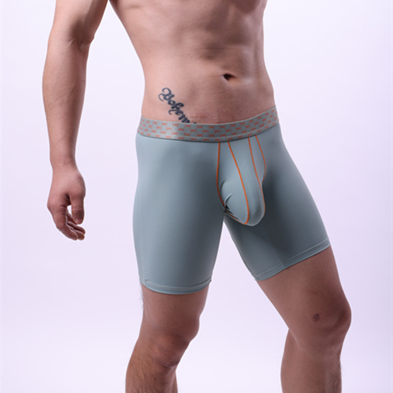 Cross-Border European and American Men's Underwear, Extended Ice Silk Mid-Pants, Casual Sports Mid-Waist Pants, Men's Yoga Shorts, Sexy Bags